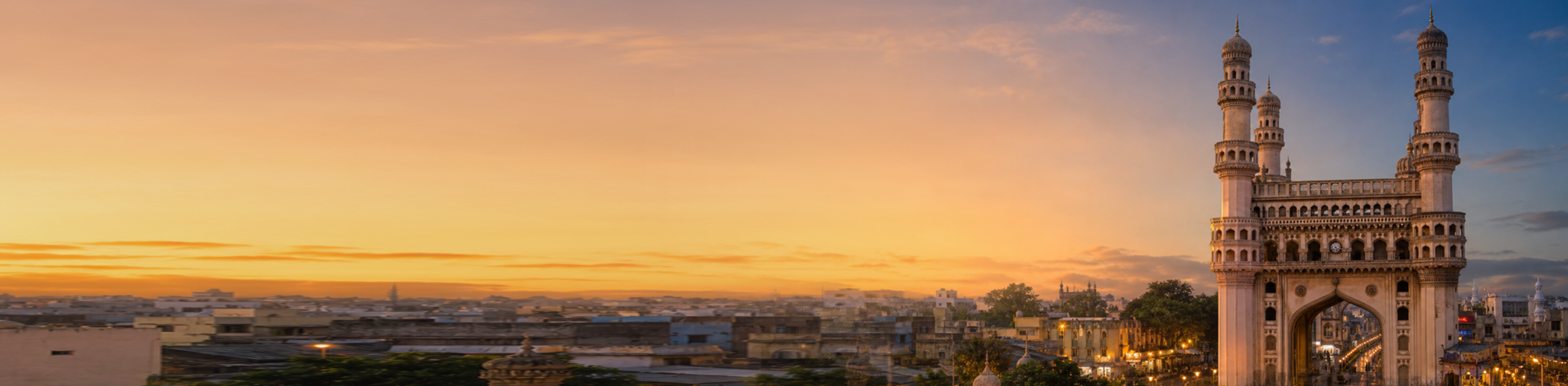 Charminar in Hyderabad at sunset